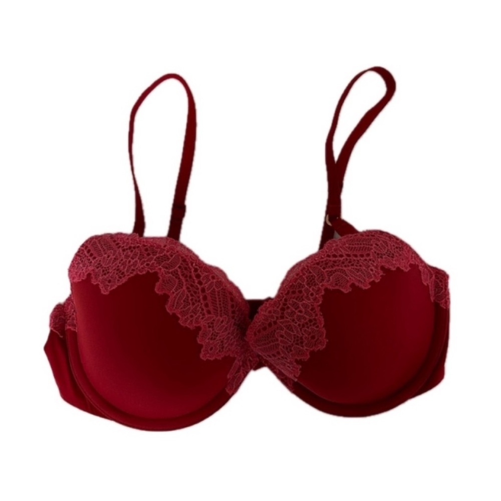 Calvin Klein | Red Underwire Bra with Lace Overlay Size 34C
